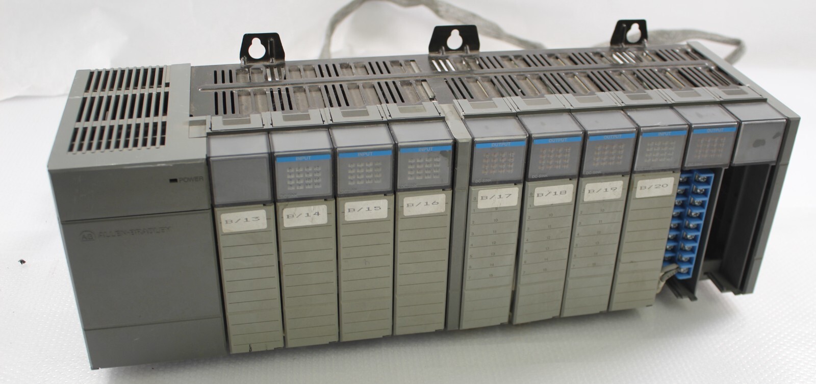 Allen-Bradley SLC 500 1746-P3 10-Slot Rack w/ 4x 1746-OV16 4x 1746-IB16