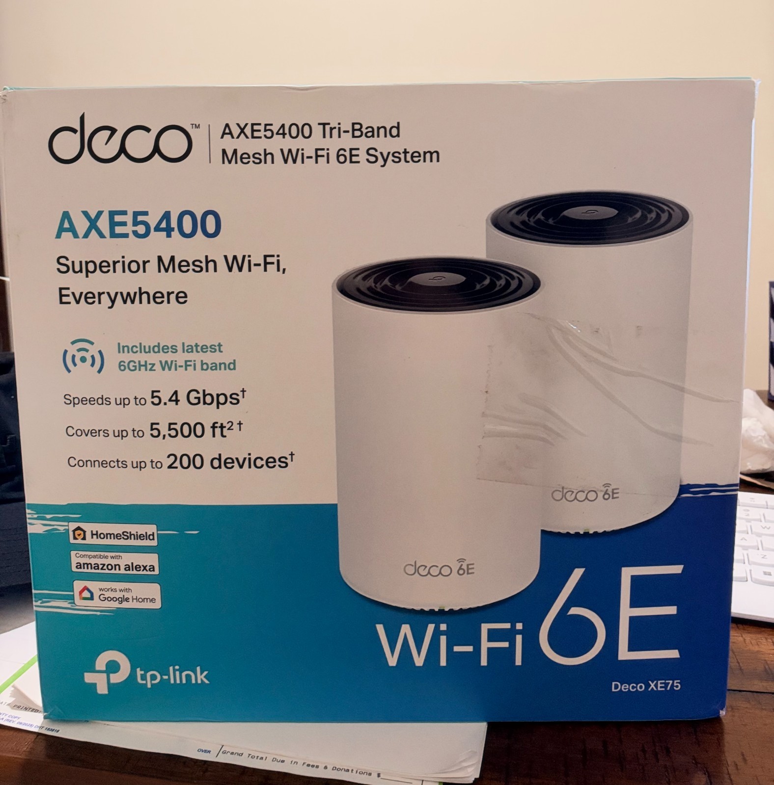 TP-LINK Deco XE75 AXE5400 Wi-Fi 6E Router Mesh System - White (2-Pack)