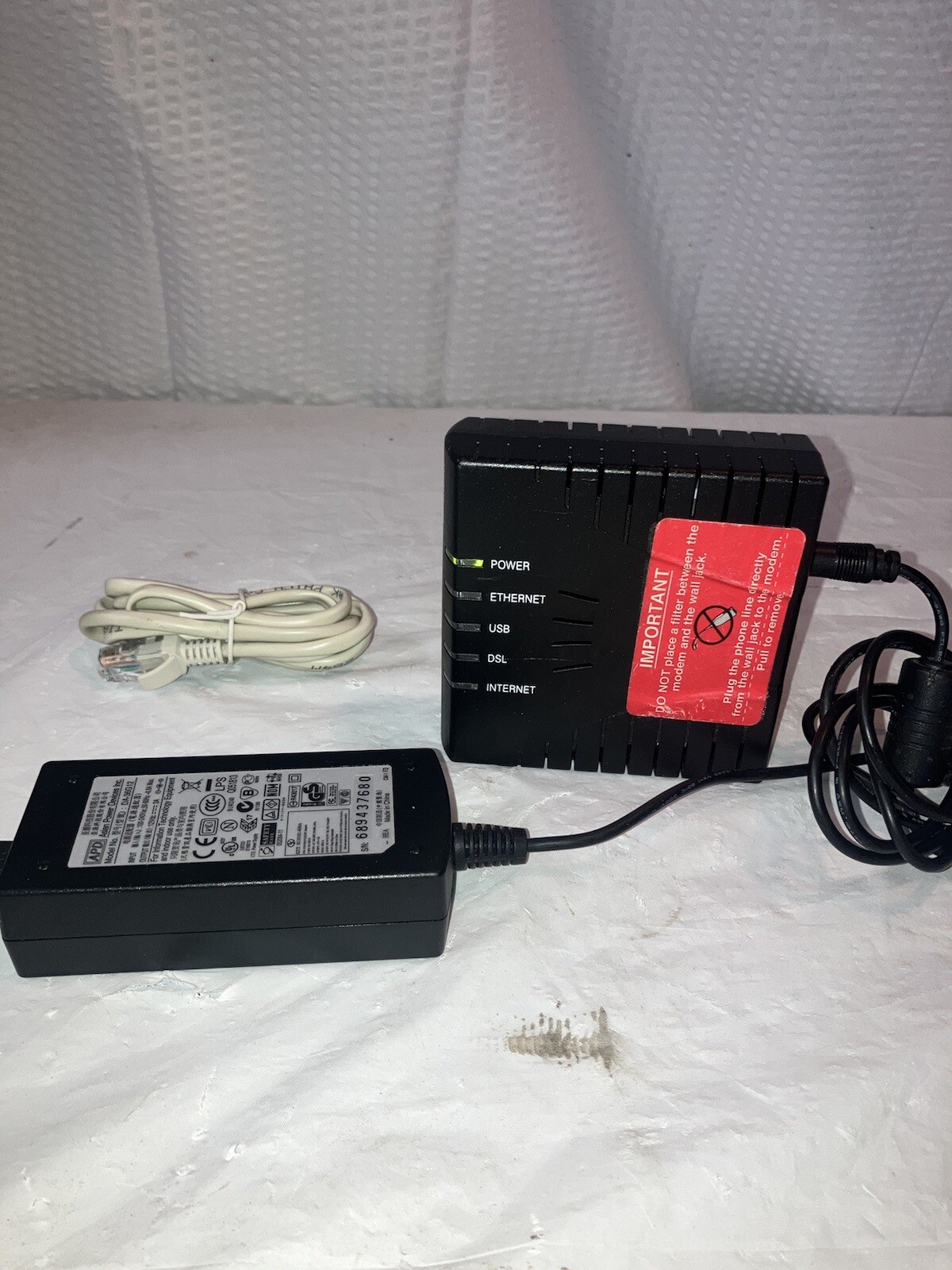 Westell/Wind River Model 6100 DSL2+ Router E90-610015-06 w/ AC Adapter,Ethernet