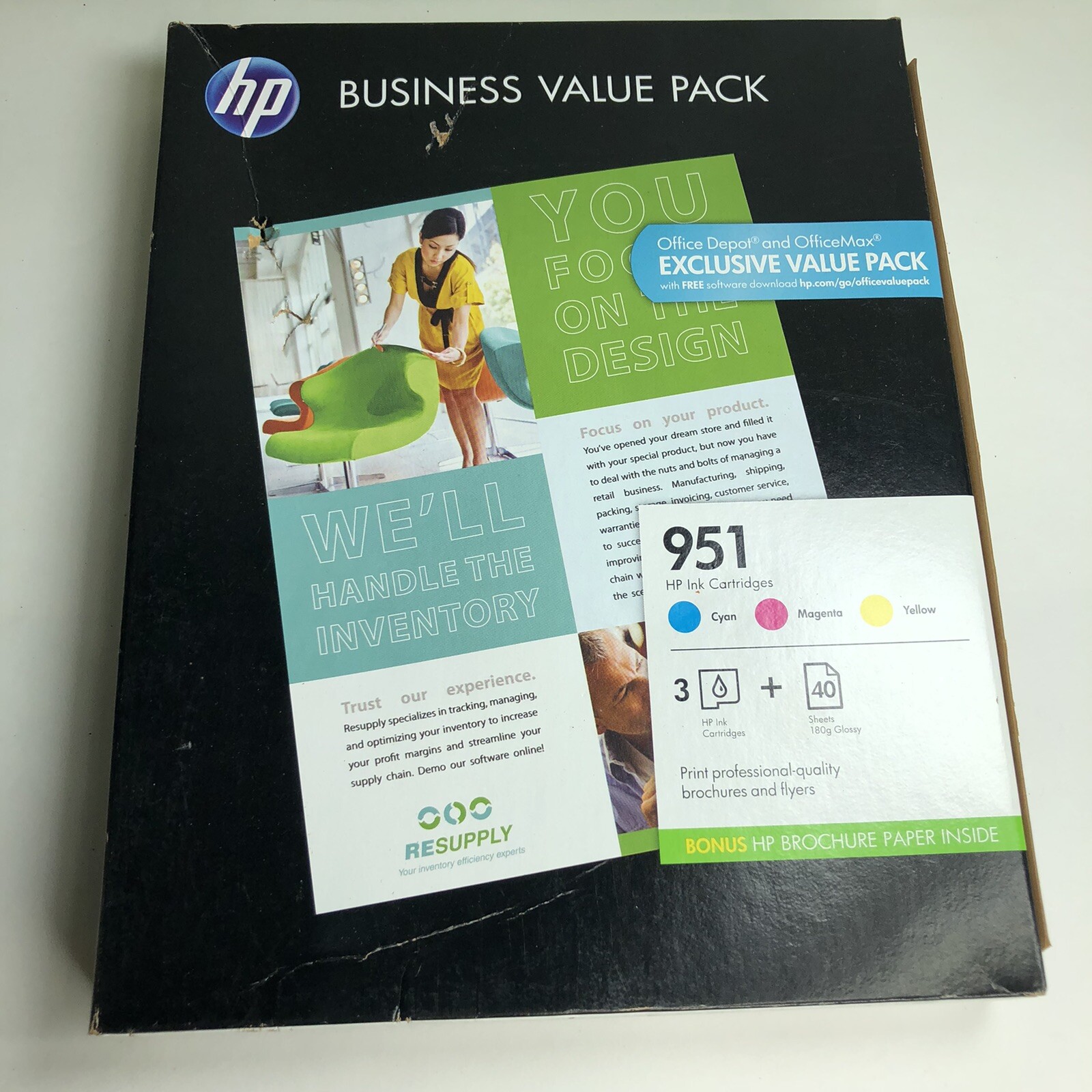 HP 951 Business Value Pack Ink 3 Pack Plus 40 Sheets 