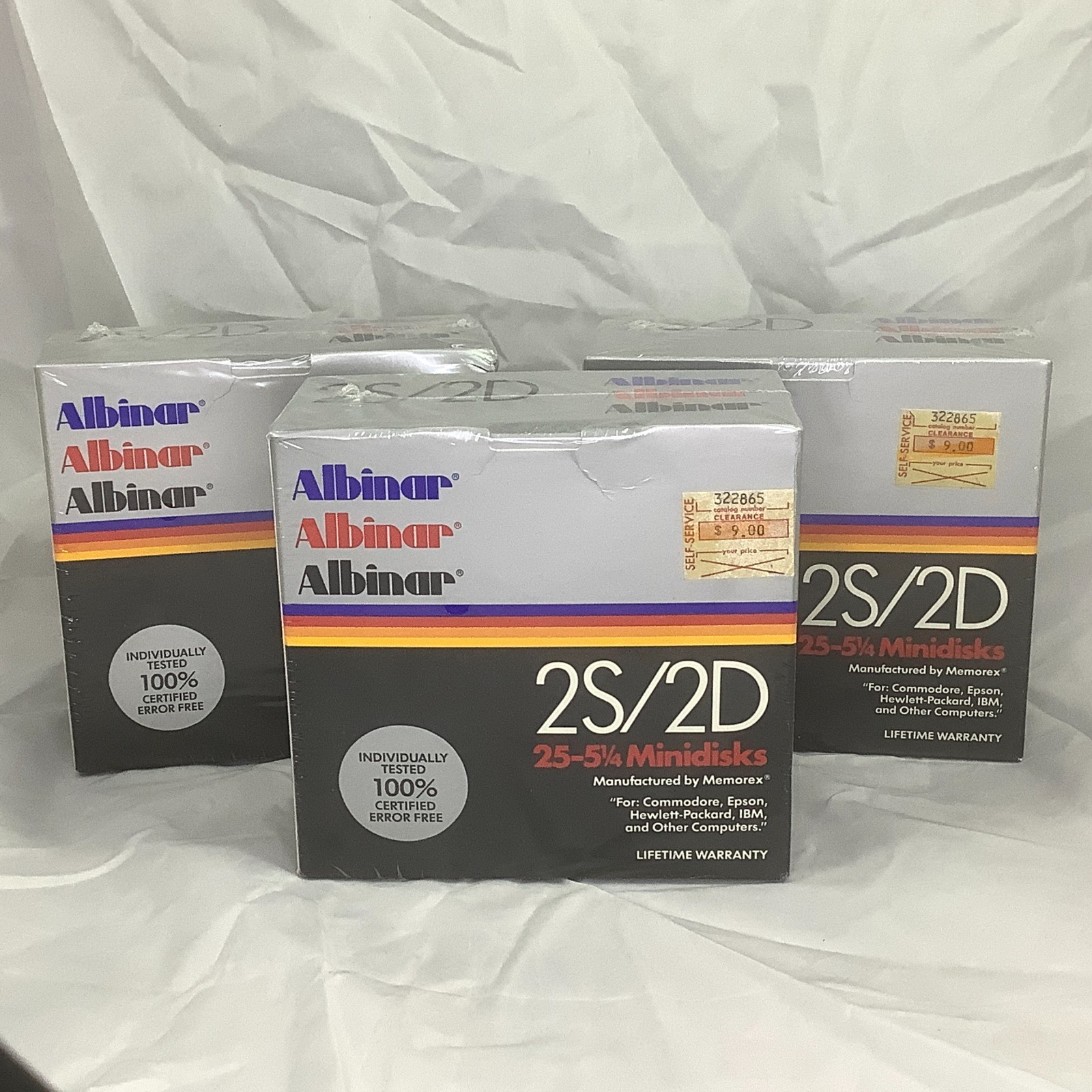 Albinar 5.25" Floppy Disks DS DD 25 Pack - NOS New Old Stock Sealed - Lot of 3