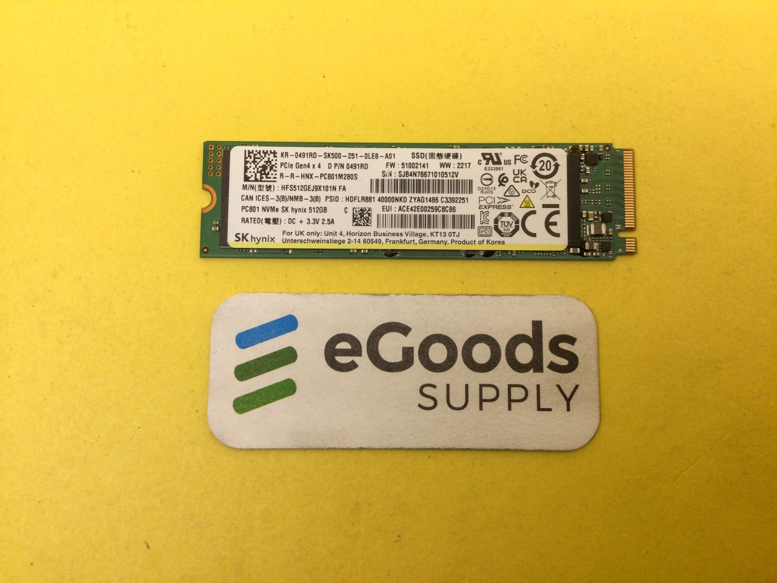 SK Hynix PC801 512GB NVMe PCIe Gen4 M.2 2280 SSD Dell 491RD New