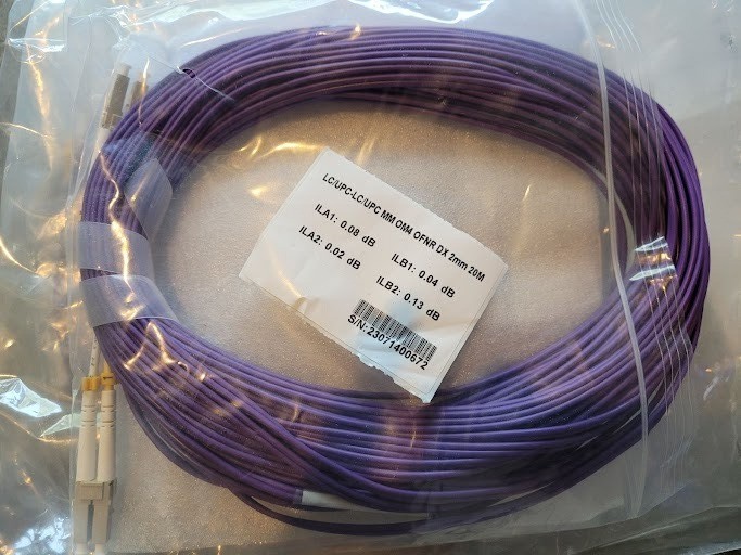 PACK OF 5 - PURPLE OM4 LC/UPC-LC/UPC MM OM4 OFNR DX 2MM 20M
