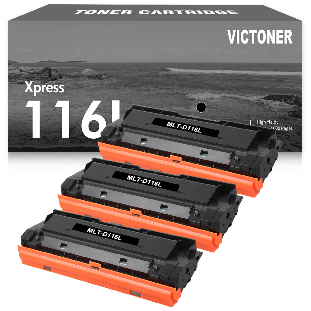 3x MLT-D116L Black Toner Compatible For Samsung M2875FW M2885FW M2876 M2835DW