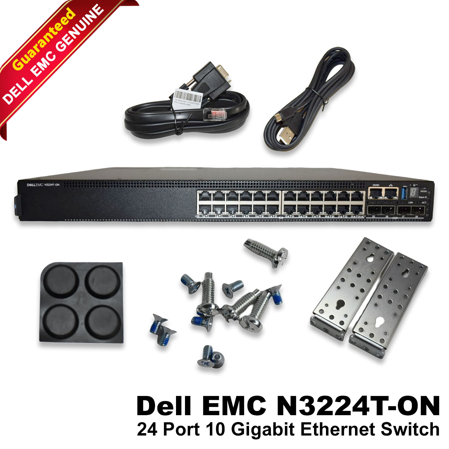 DELL EMC N3224T-ON 24X1G Rj-45 4X10G Sfp+ 2X100G L3 4GB 550W PSU Switch 74C4V