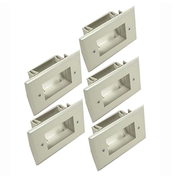 5x 2 Gang Recessed Wall Plate EZ Mount Low Voltage Audio Video Cables Pass Thru