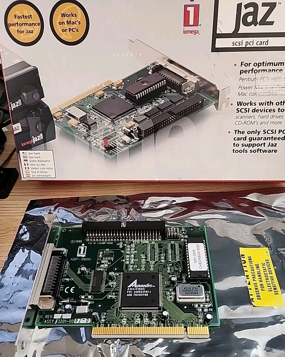 IOMEGA ABP960U PCI JAZ JET ULTRA SCSI CARD PREOWNED VINTAGE With box