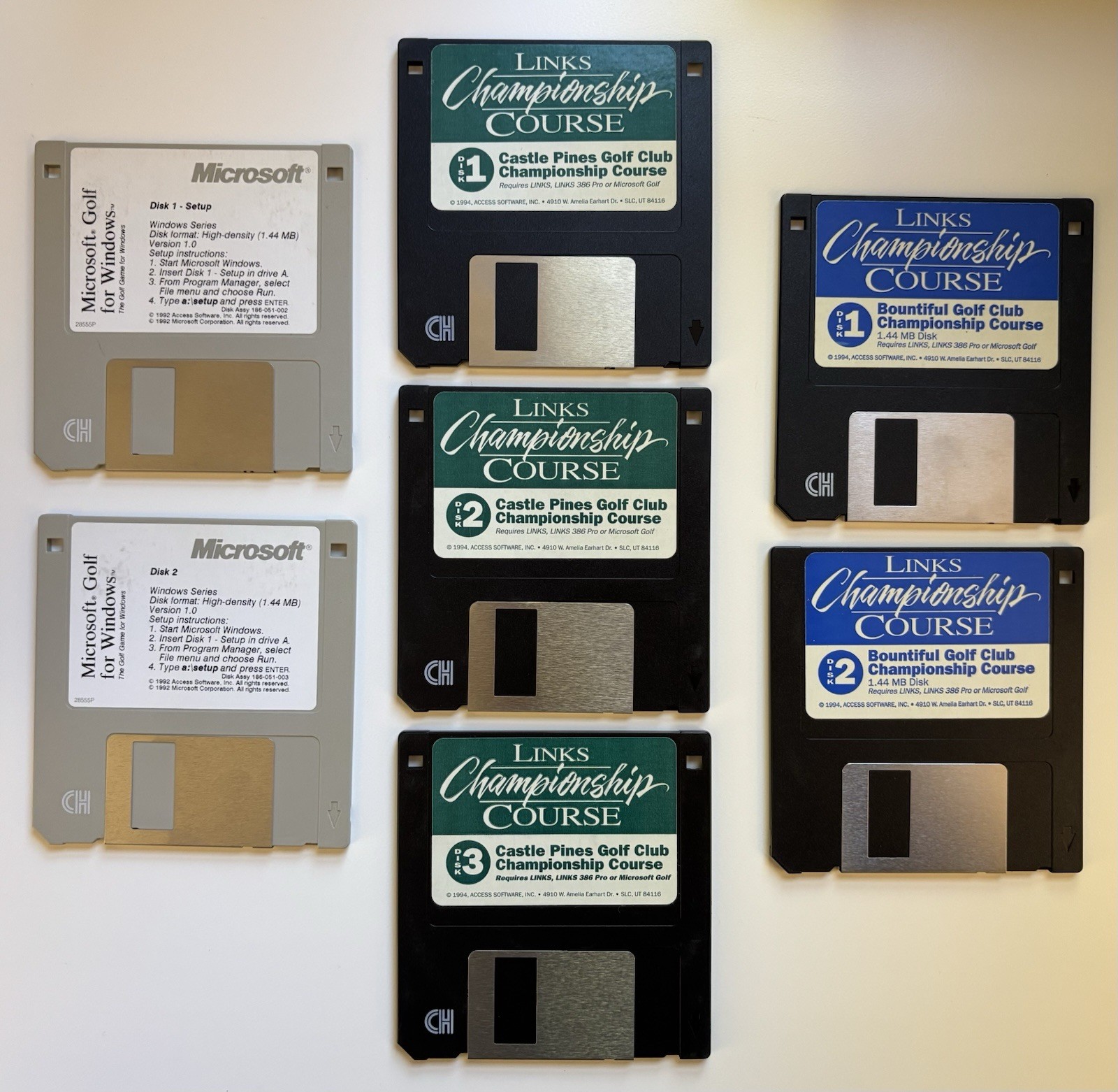 Vintage PC Golf Games 7 Floppy Disks Microsoft Golf Links Championship Courses