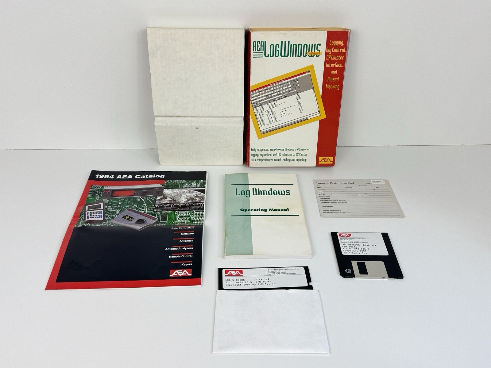 Vintage AEA LogWindows Ham Radio Software Complete 3.5 5.25 Disks Manual Catalog