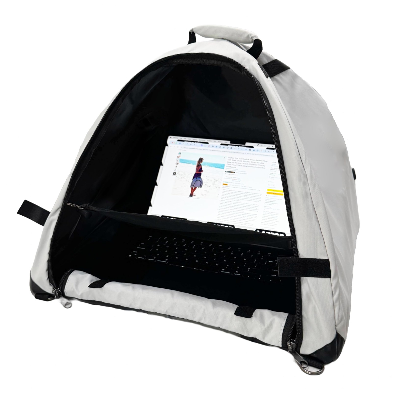 LAPTOP TENT - Portable Sun Shade & Water-Resistant Beach Bag Universal, Grey