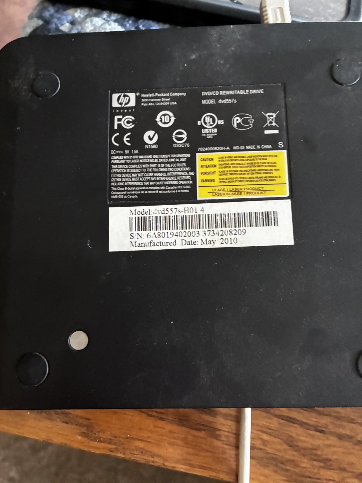 Hp DVD/CD Rewritable Drive dvd557S - UNIT ONLY NO POWER CORD 