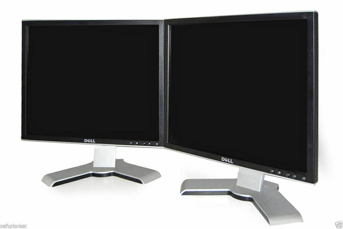 🔥Dual Dell UltraSharp 1907FP Silver/ Black 19-inch Gaming LCD Monitors W/USB 💯