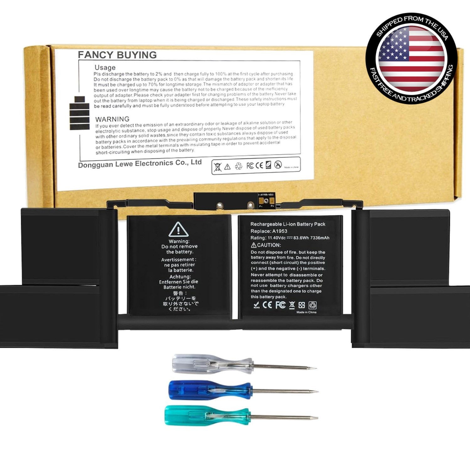 A1953 Replacement Battery for MacBook Pro A1990 - High-capacity Lithium Polymer