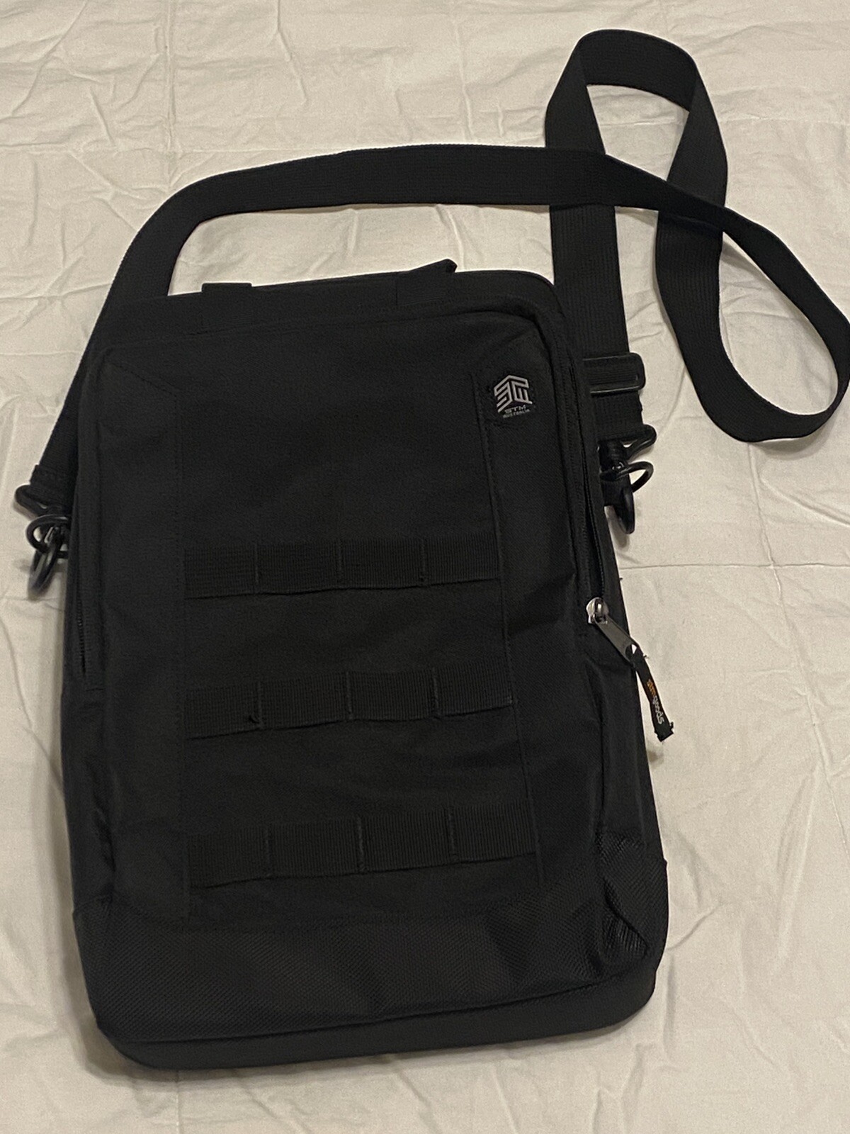 STM 13" Vertical Laptop Bag Ace Super Cargo Black Shoulder Strap Australia