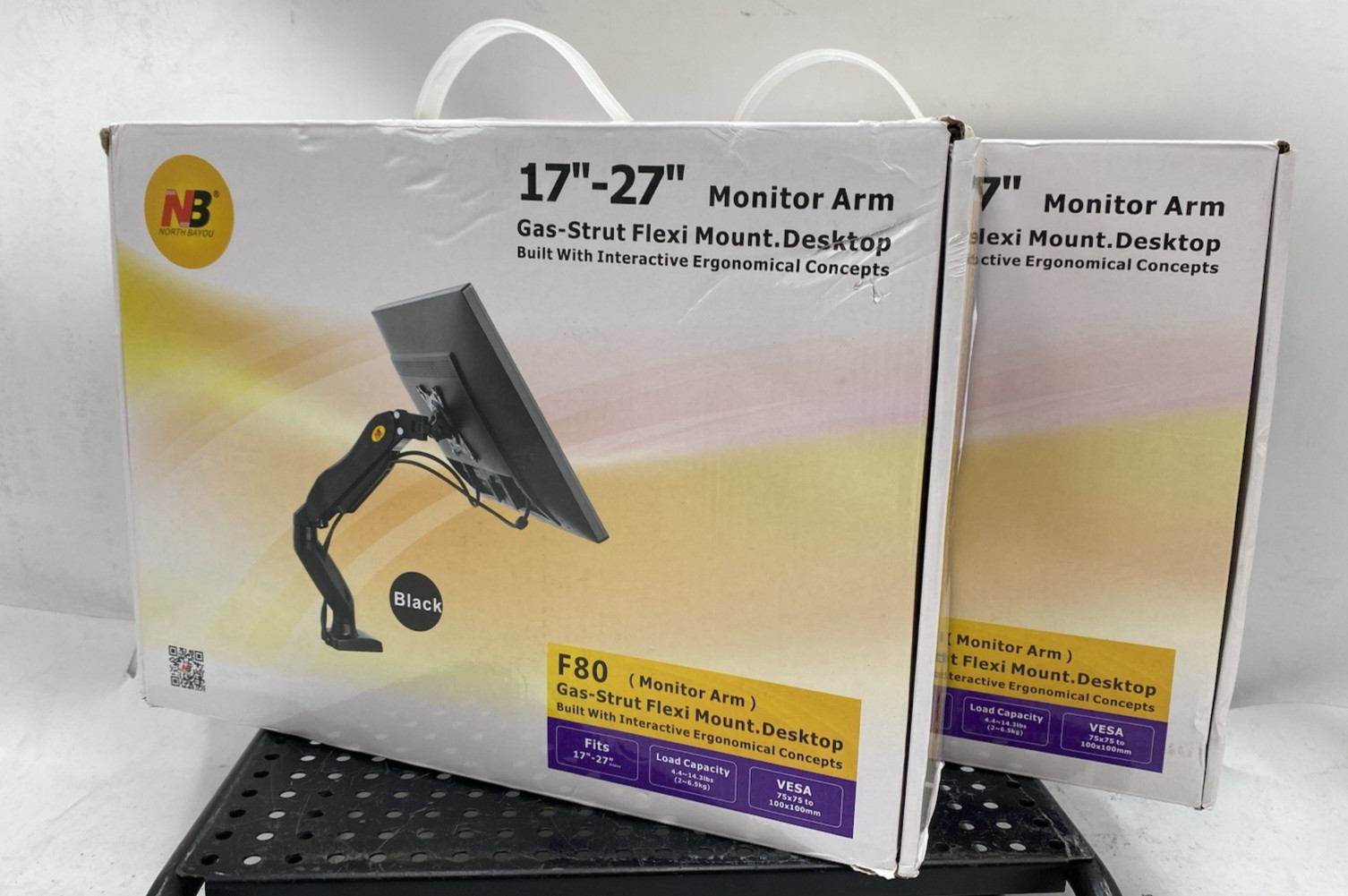 LOT OF 2 NB North Bayou F80 Gas-Strut Full Motion Swivel 17"-27" Desk Mount ARM
