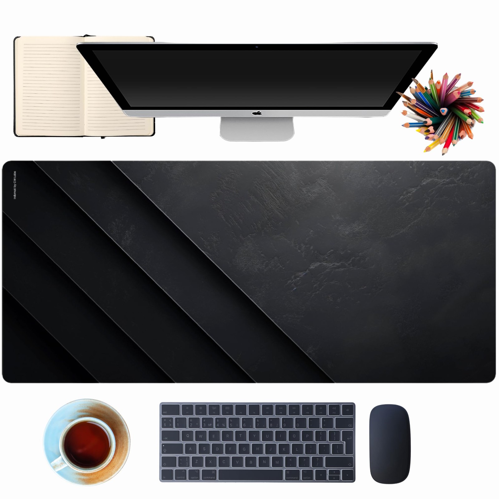 Black Stone Mouse Pad – Extra Large Desk Mat for 35.4" x 15.8", 