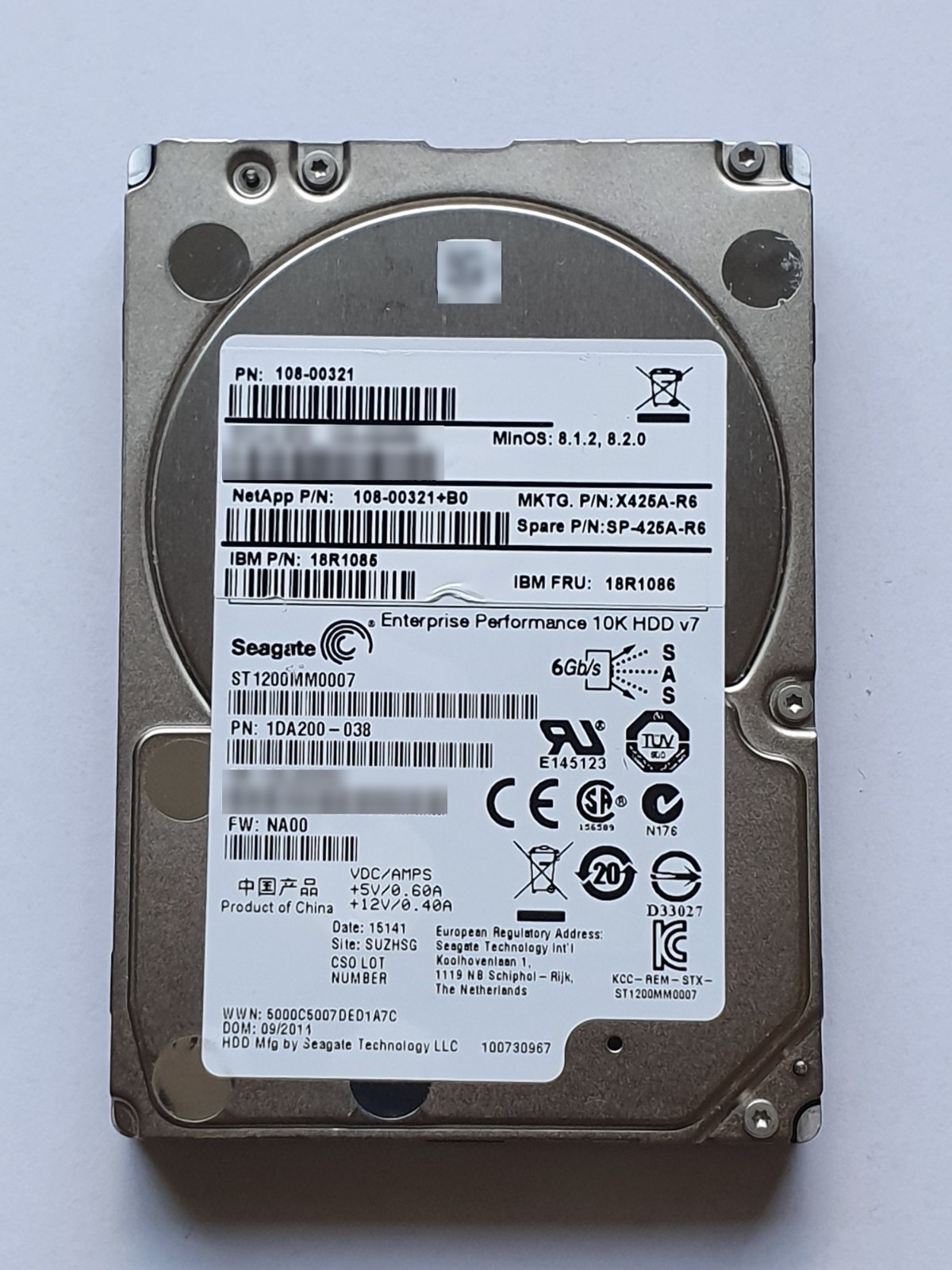 1.2TB SAS NetApp Seagate ST1200MM0007 X425A-R6 1DA200-038 10000rpm 6Gb/s 2.5"