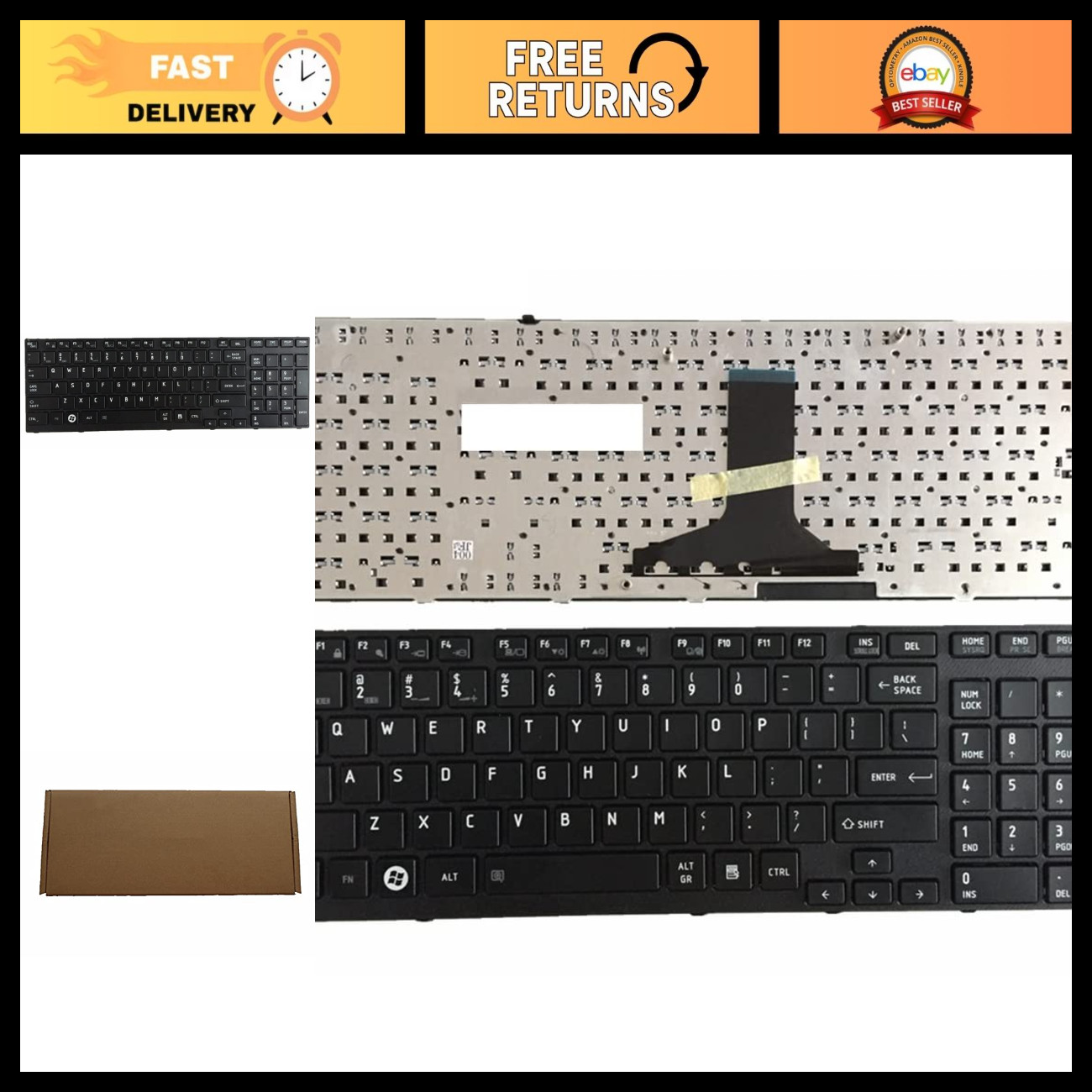 Laptop Keyboard Replacement for Toshiba Satellite P750 P755 P770 US Layout - Com