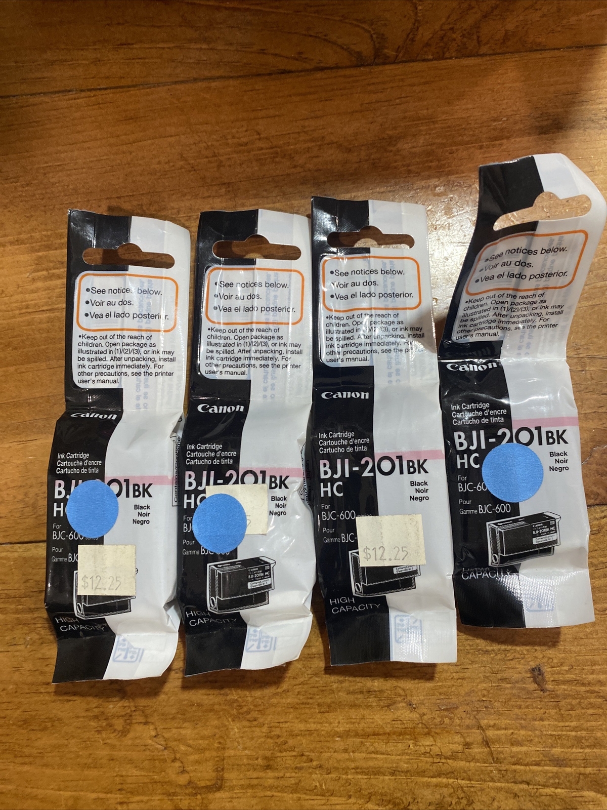 4 Canon High Capacity Black Ink Cartridges BJI-201BK for BJC-600 Series Printers