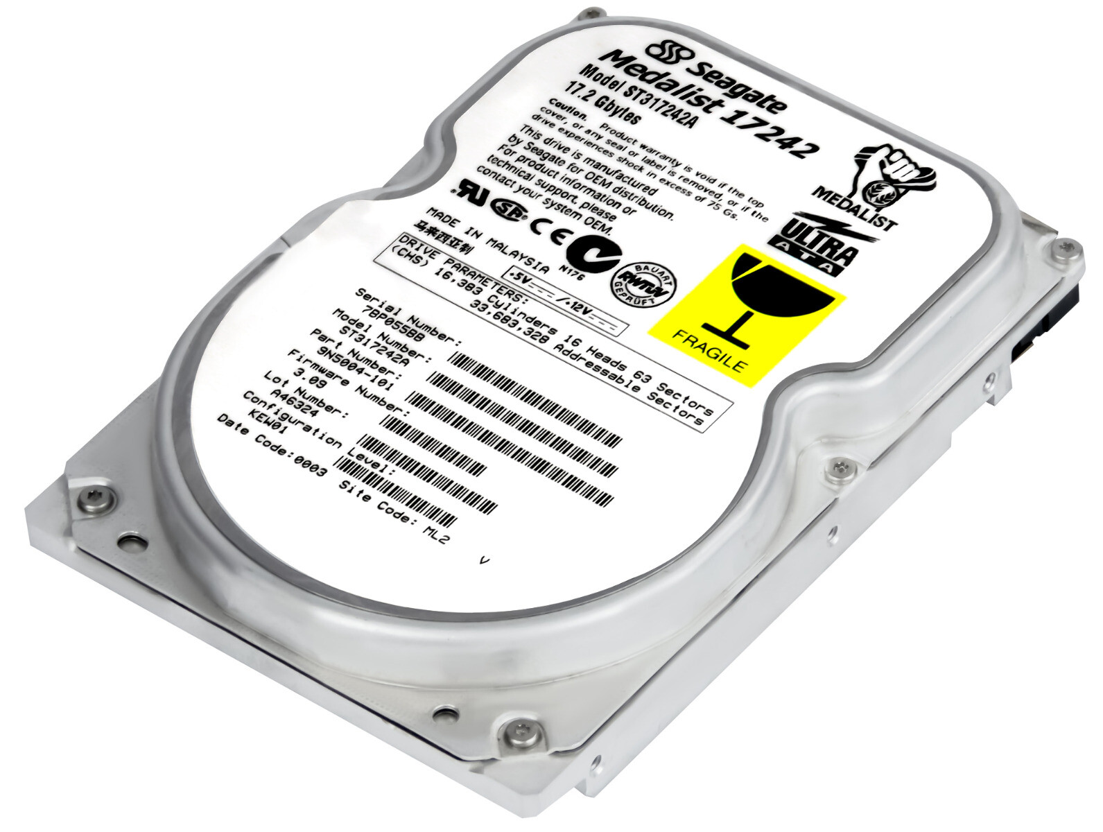 HARD DRIVE SEAGATE MEDALIST ST317242A 17.2GB 5.4K ATA 3.5" 