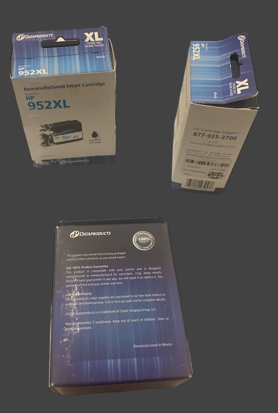 New DataProducts HP 952XL Black High Yield Ink Printer Cartridge Lot Of 3
