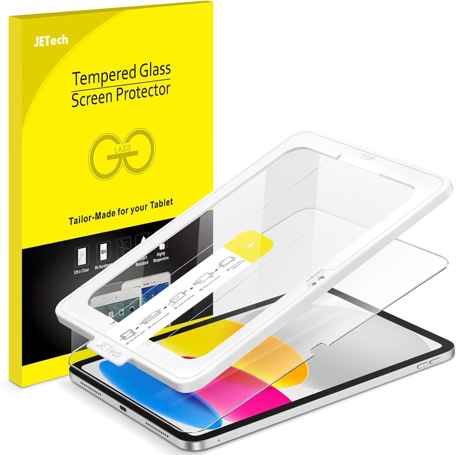 Tempered Glass Film Screen Protector with One Touch Install for iPad 11th/10th G