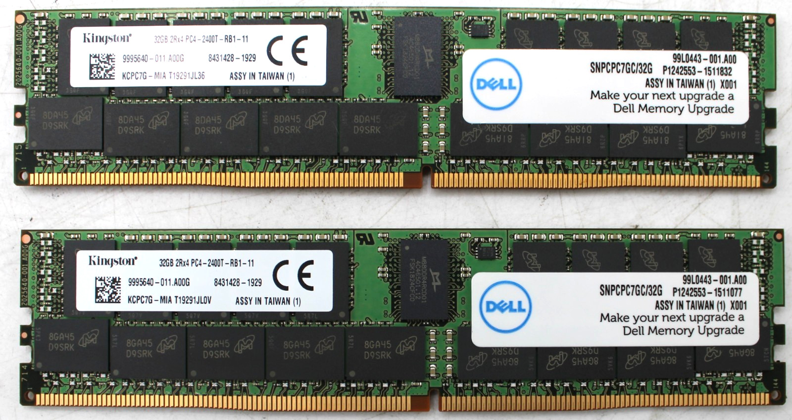 2 Sticks Kingston 32GB 2Rx4 PC4-2400T-RB1-11 KCPC7G-MIA ECC Server RAM Dell DDR4