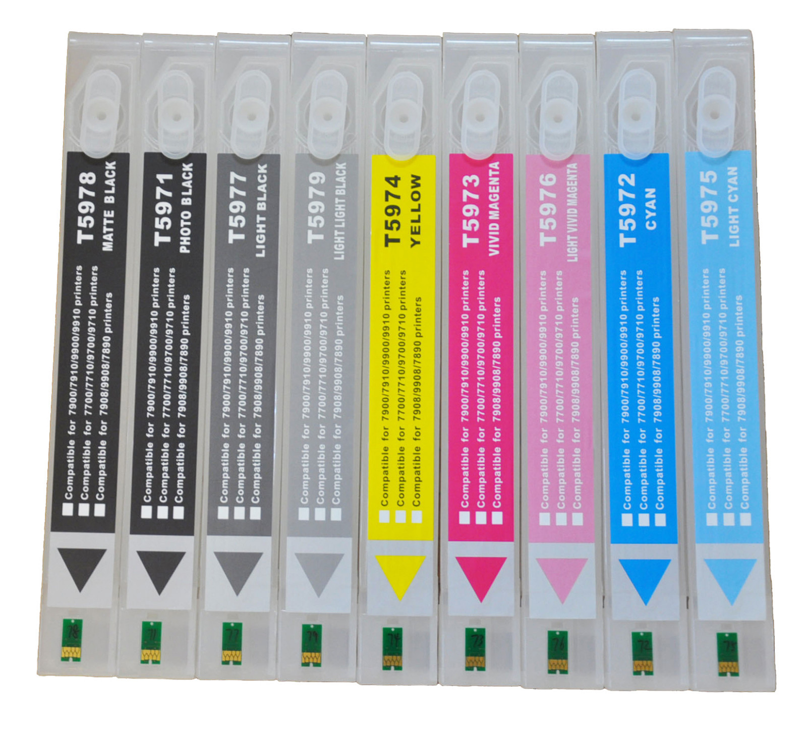 Set9 Refillable DTF HDR Pigment ink Cartridges fr Epson Stylus 7890/9890 Printer