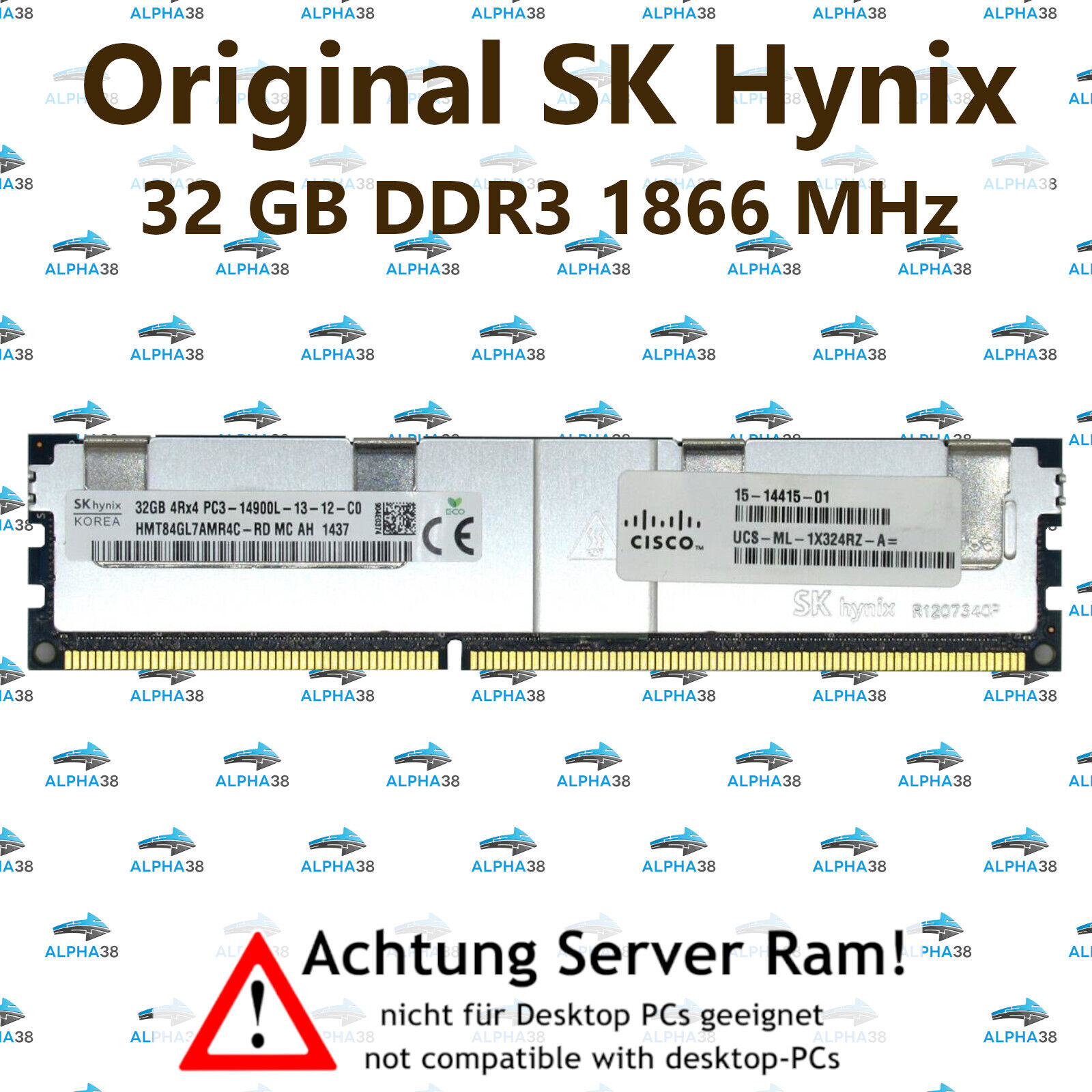 32 GB Rdimm ECC Reg DDR3-1866 Supermicro 2U 6027TR-H70RF Server RAM