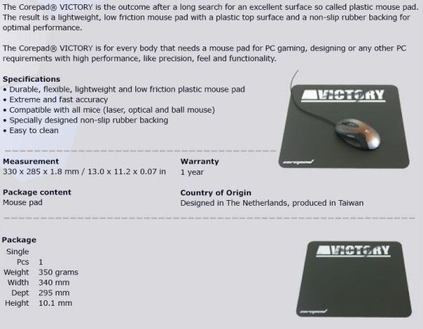 Corepad VICTORY Professional Gaming Mouse Pad