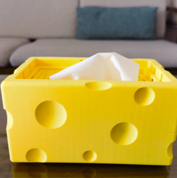 3D-printed recessed cheese tissue box for creative storage
