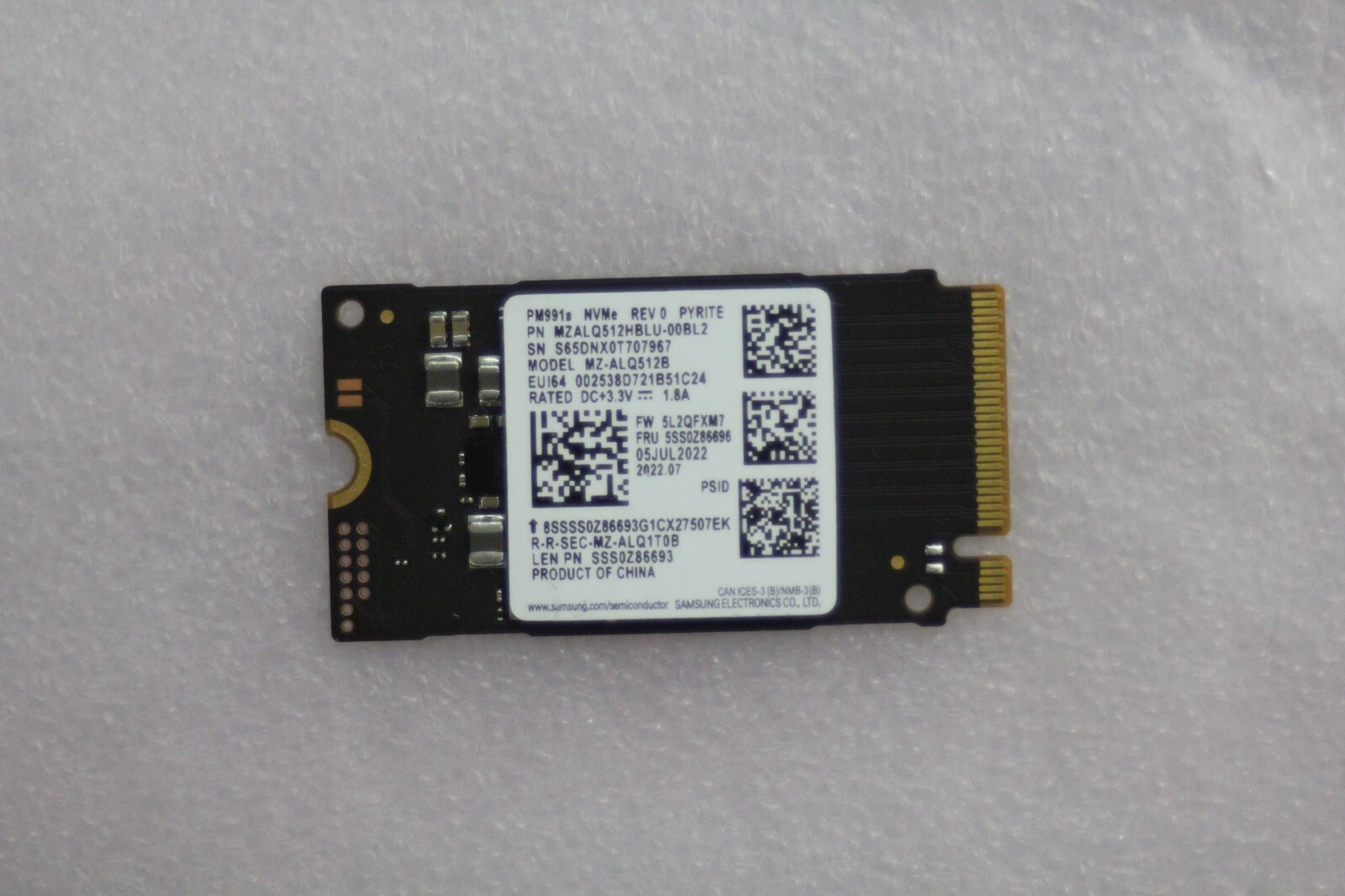 Samsung PM991/a - 512GB SSD M.2 2242 MZALQ512HALU-000L1 - MZ-ALQ5120