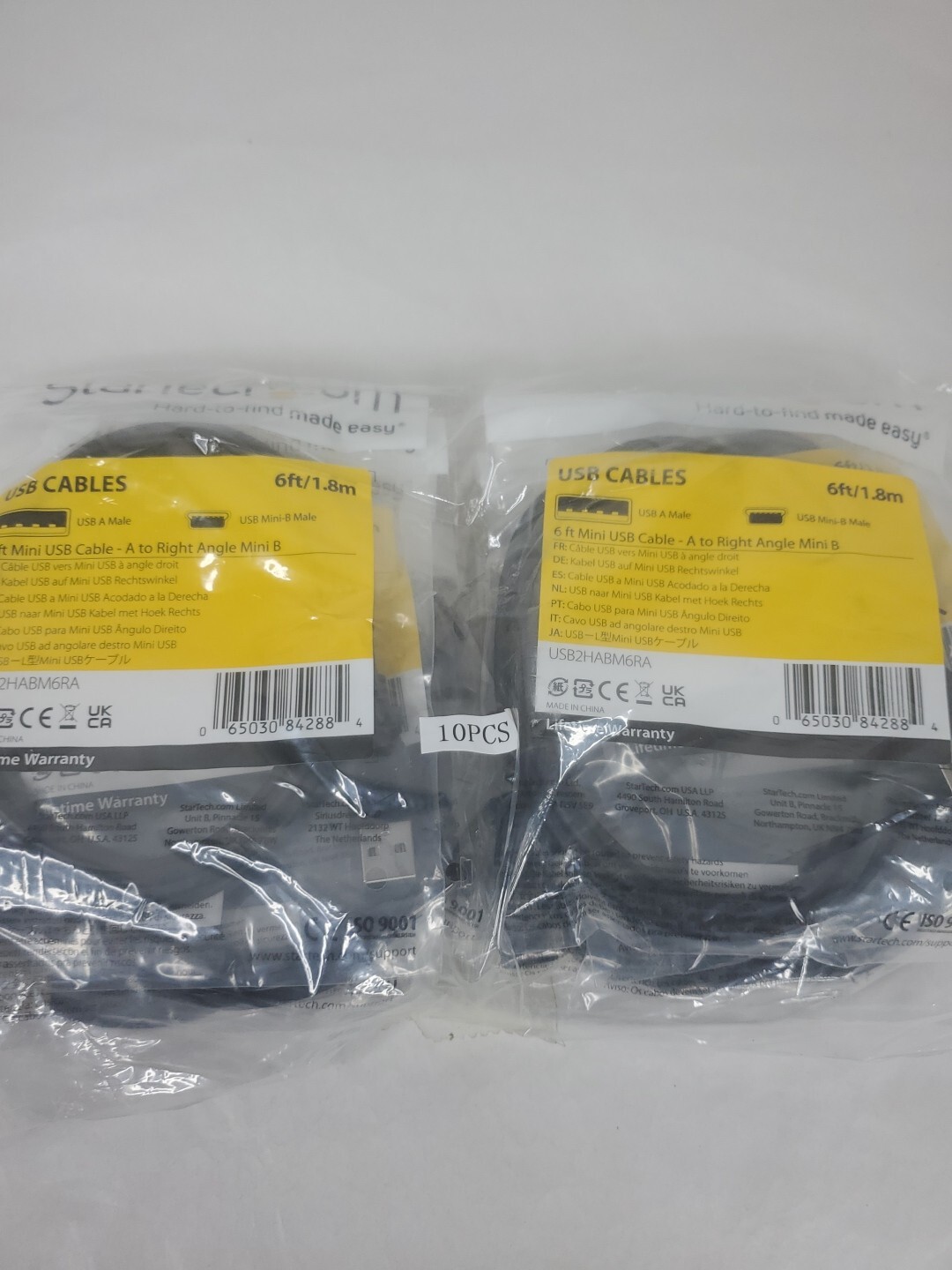 10-StarTech 6ft Mini USB Cable A to Right Angle Mini B USB2HABM6RA