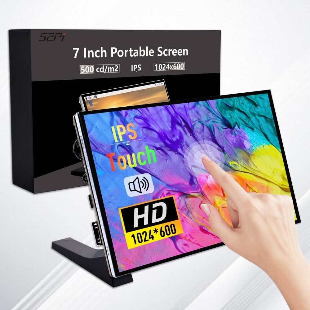 7 inch 1024x600 60Hz IPS Capacitive Touch Screen with Speakers for Raspberry Win