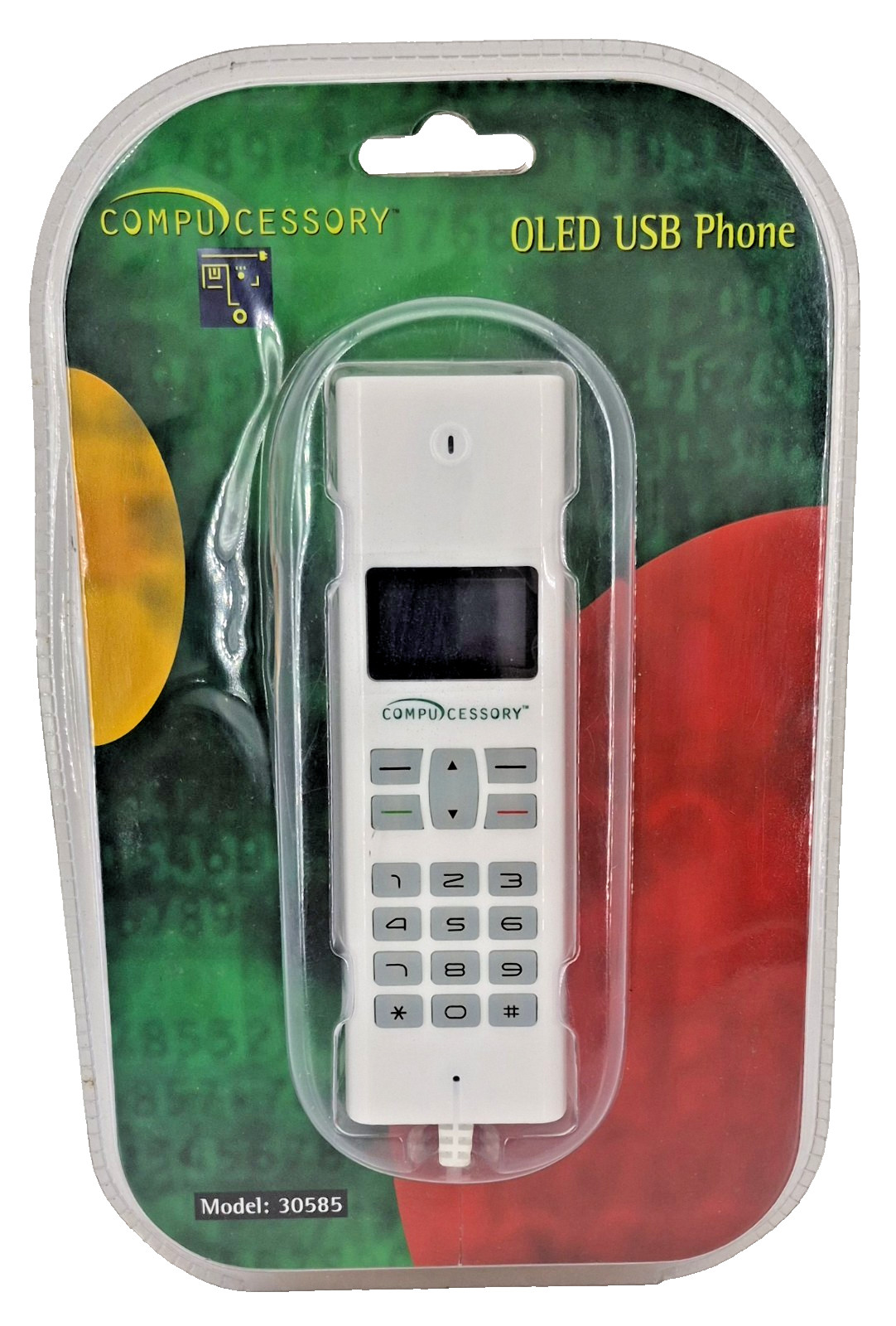 Compucessory OLED USB Phone White VoIP Model 30585 PC Phone Audio Conferencing 