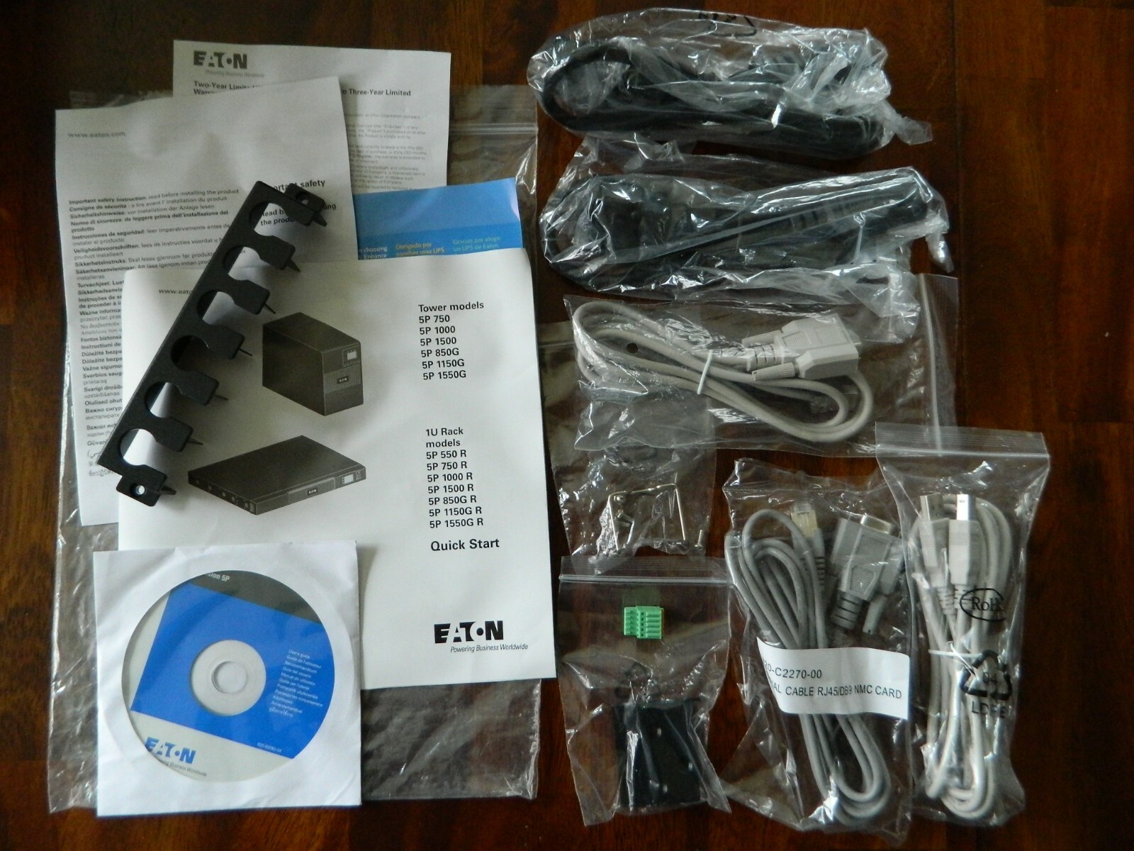 Eaton 5P UPS Power + Serial + USB Cables Users Guide CD Rom Brackets and More