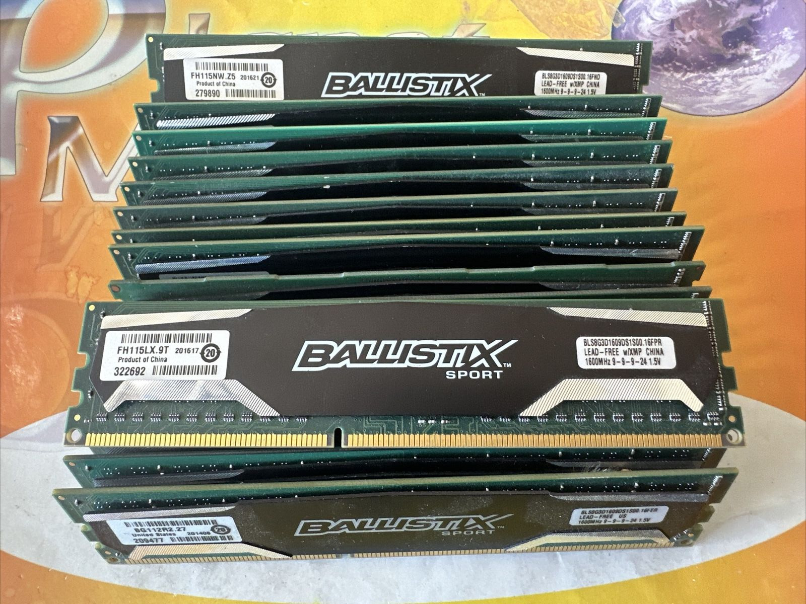 Lot of Crucial (25X8GB) 200GB DDR3 PC3-12800 1600MHz  240pin NON ECC Desktop RAM