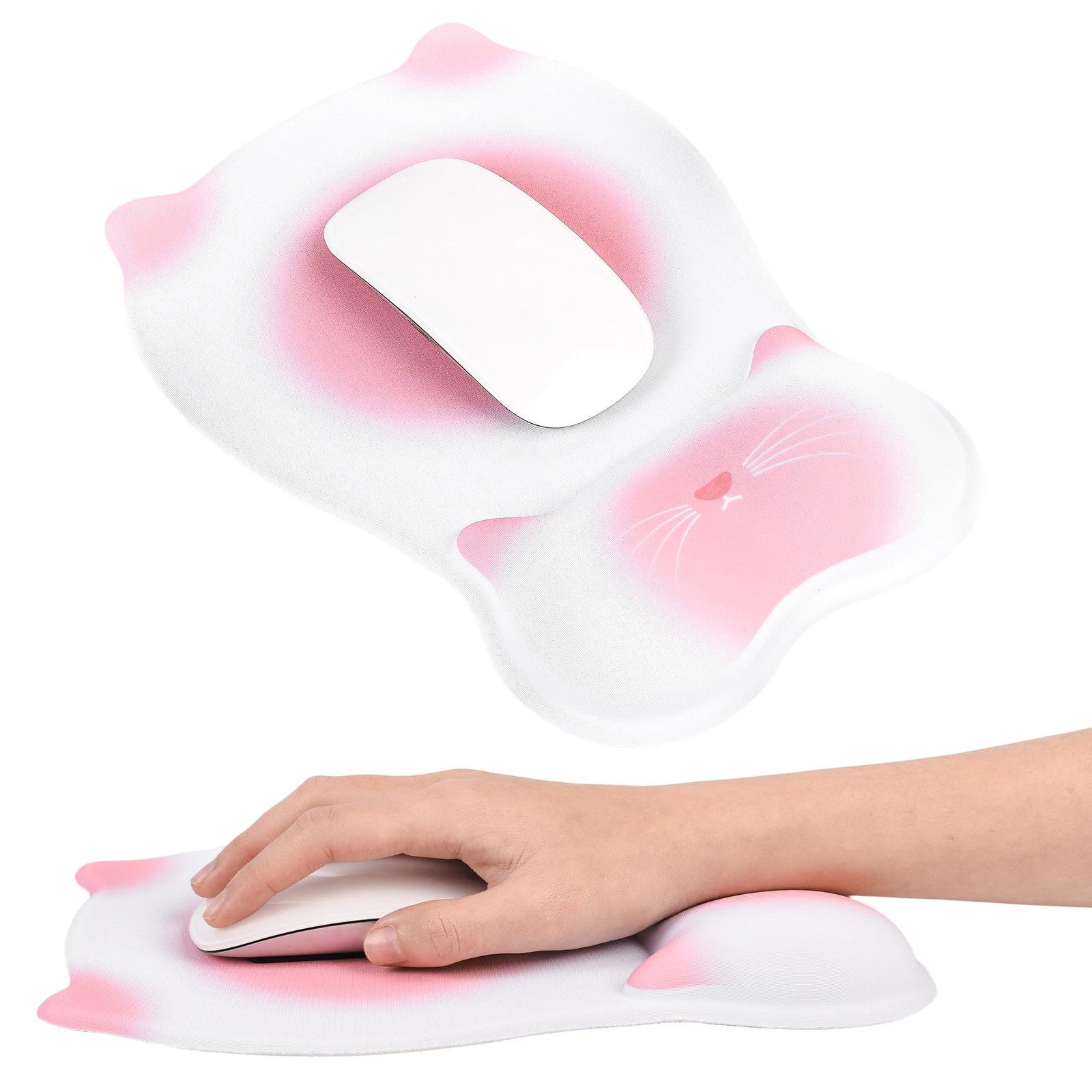 Ergonomic Mouse Pad with Wrist Rest,Cute Memory Foam Mousepad Pink
