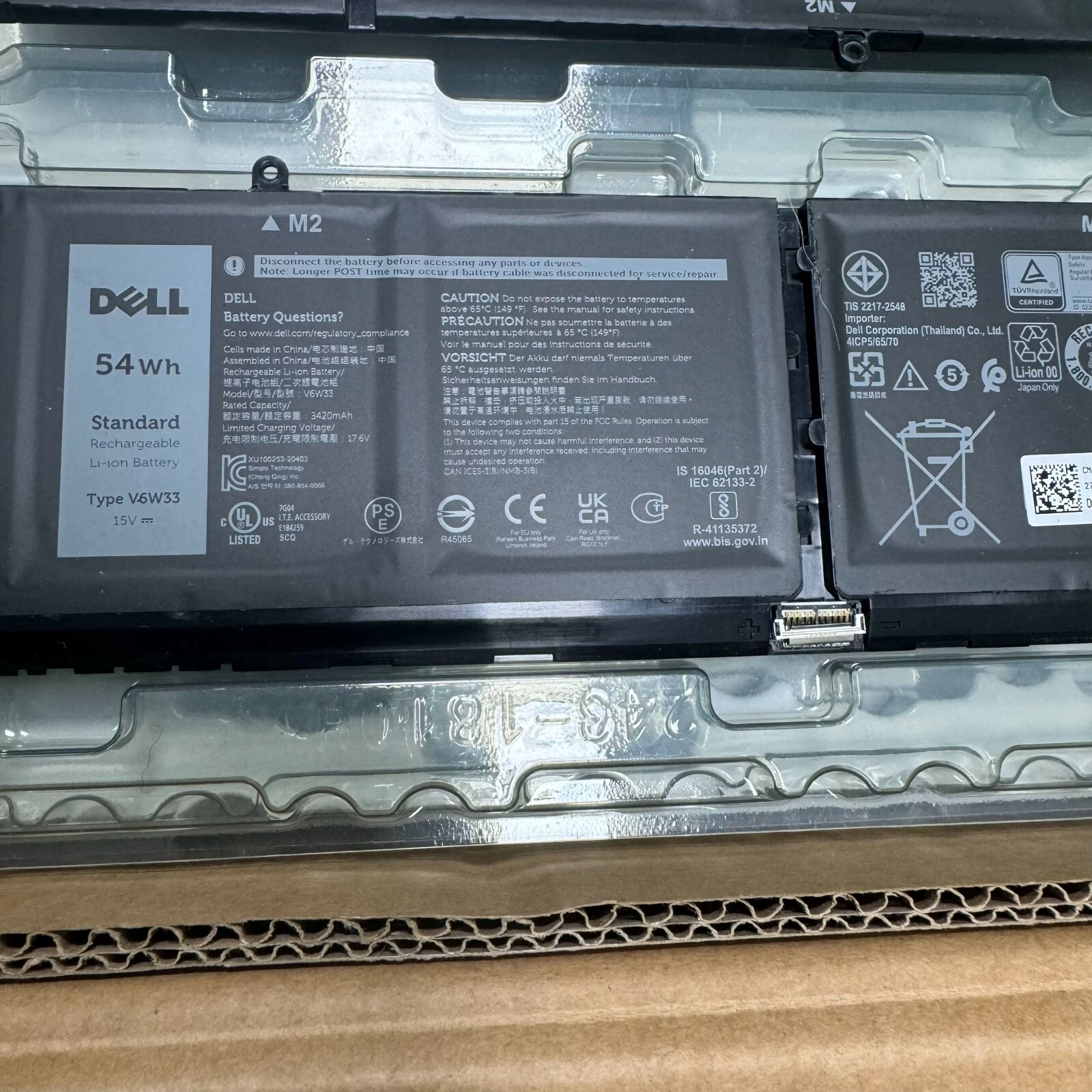 54Wh Genuine V6W33 Battery Dell Inspiron 3510 3511 3515 5310 5410 5418 5510 5515