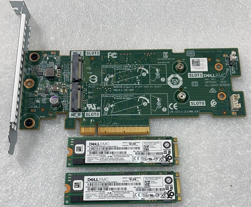 Dell 7HYY4 BOSS Boot Optimized Dual M.2 SSD PCIe Controller Card With 2 7RKD7