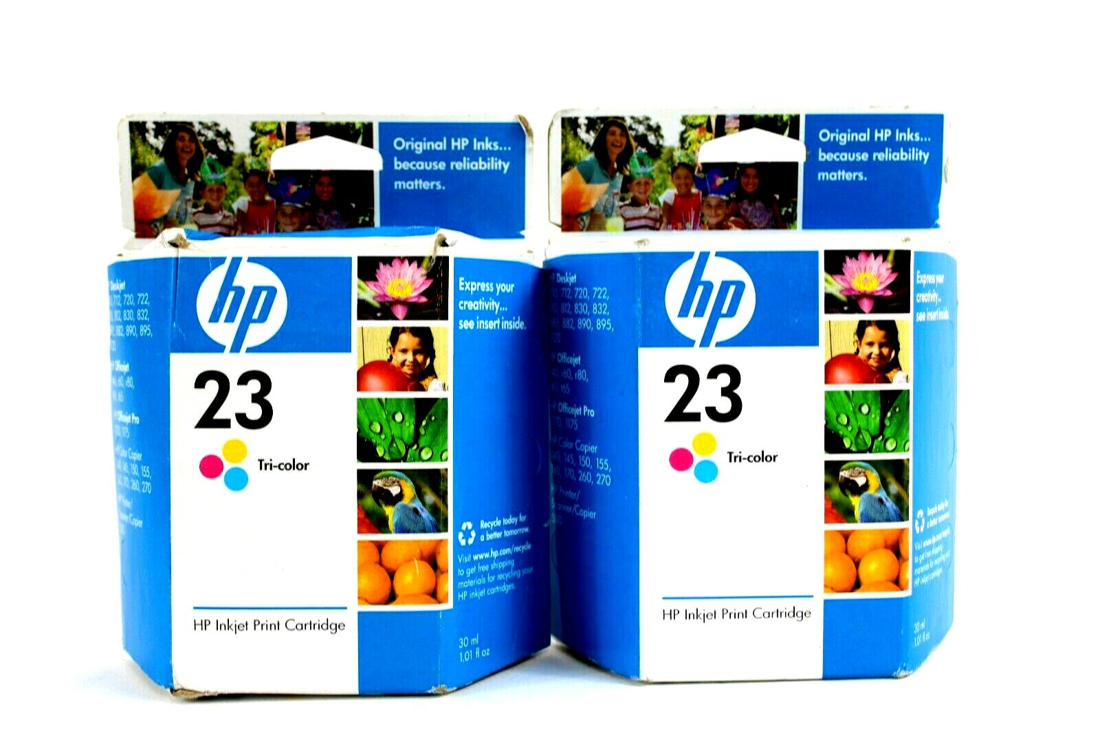 Lot of 2 - Genuine HP 23 Tri-Color Ink Inkjet Print Cartridge Two Pack New OEM