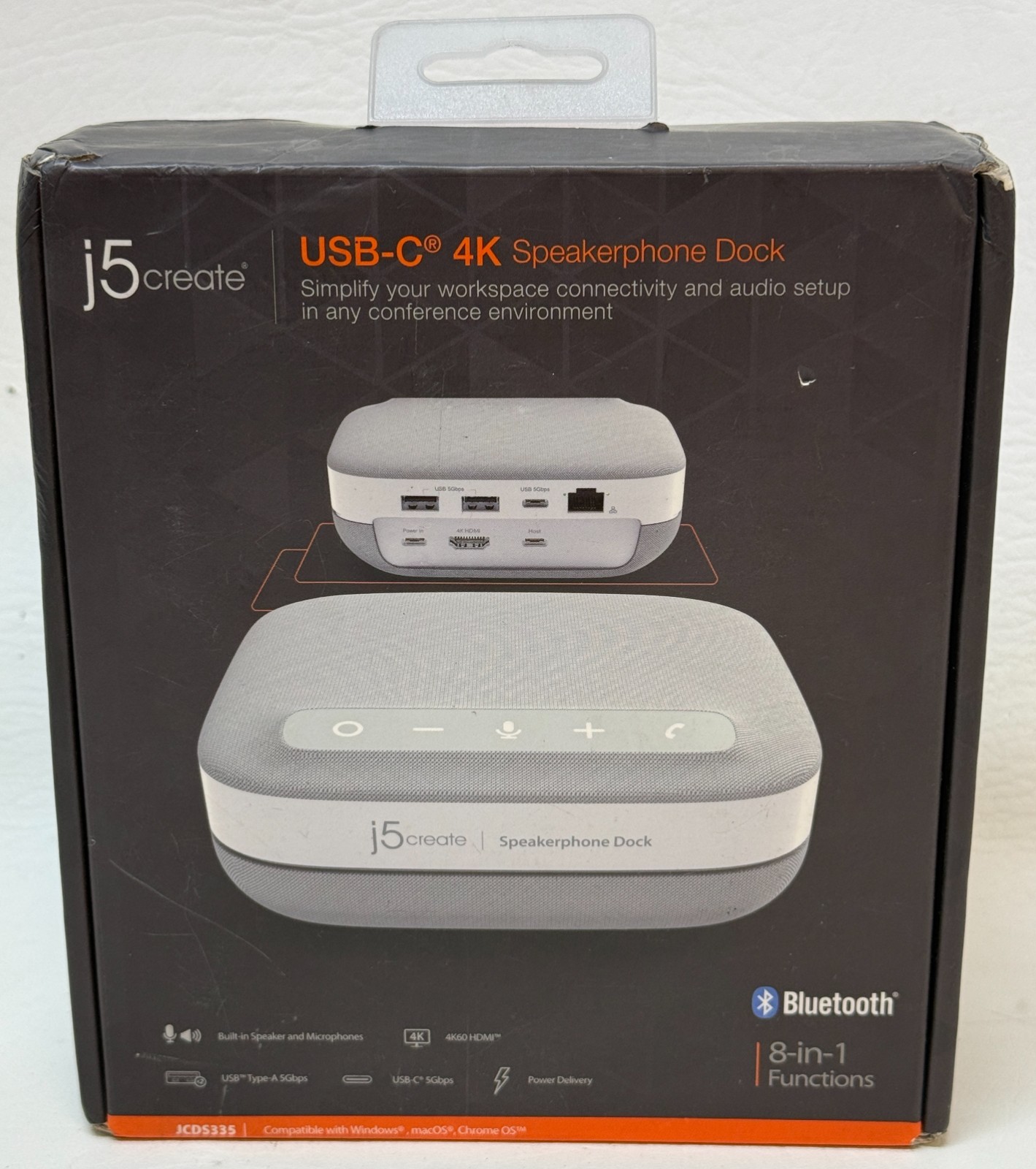 j5create USB-C 4K Speakerphone Docking Station Gray JCDS335 - BRAND NEW