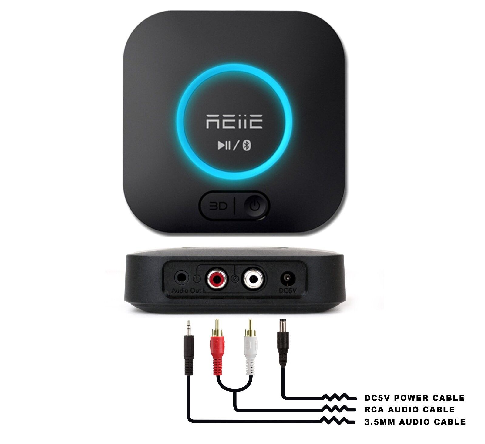 REIIE Bluetooth Audio Receiver with 3D Audio Home and Car Music Stereo Streaming