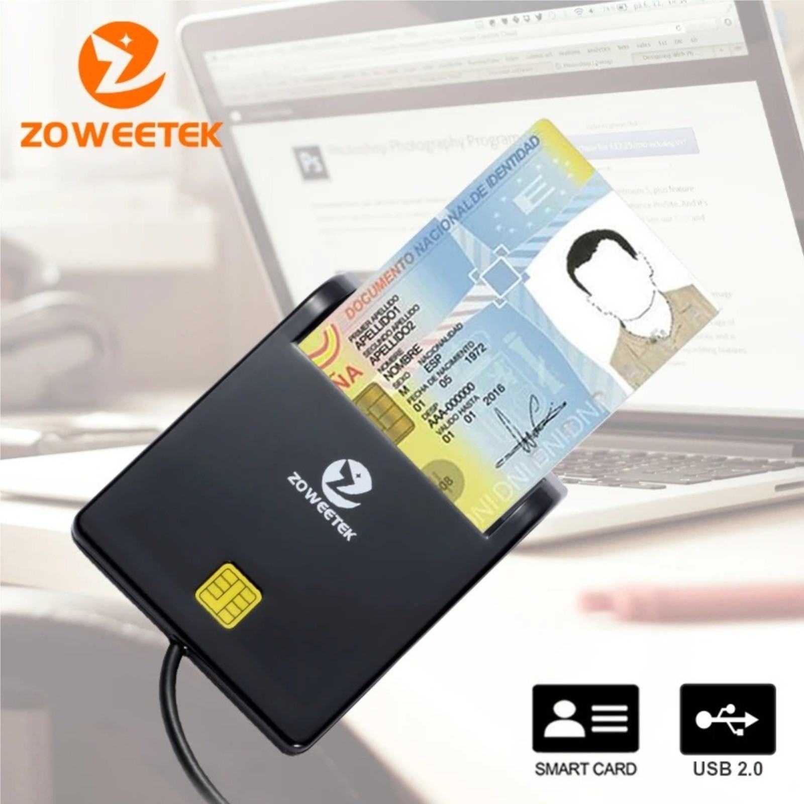 USB Smart Card Reader ID EMV IC DNI CAC Chip Reader ZW-12026-1