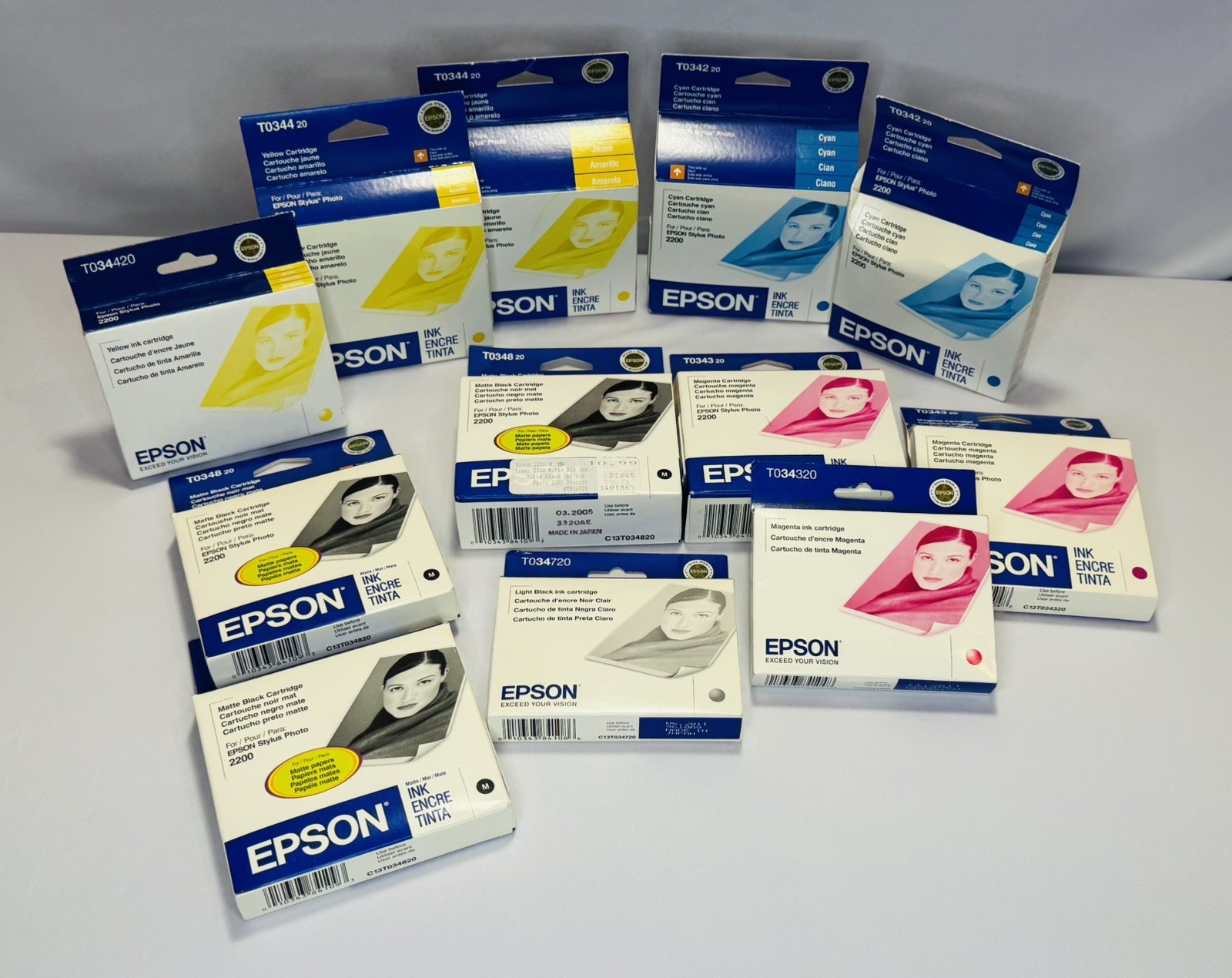 Epson TO34 Series Ink For 2200 Lot Of 12 Expired Color Cartridges 2005-2011