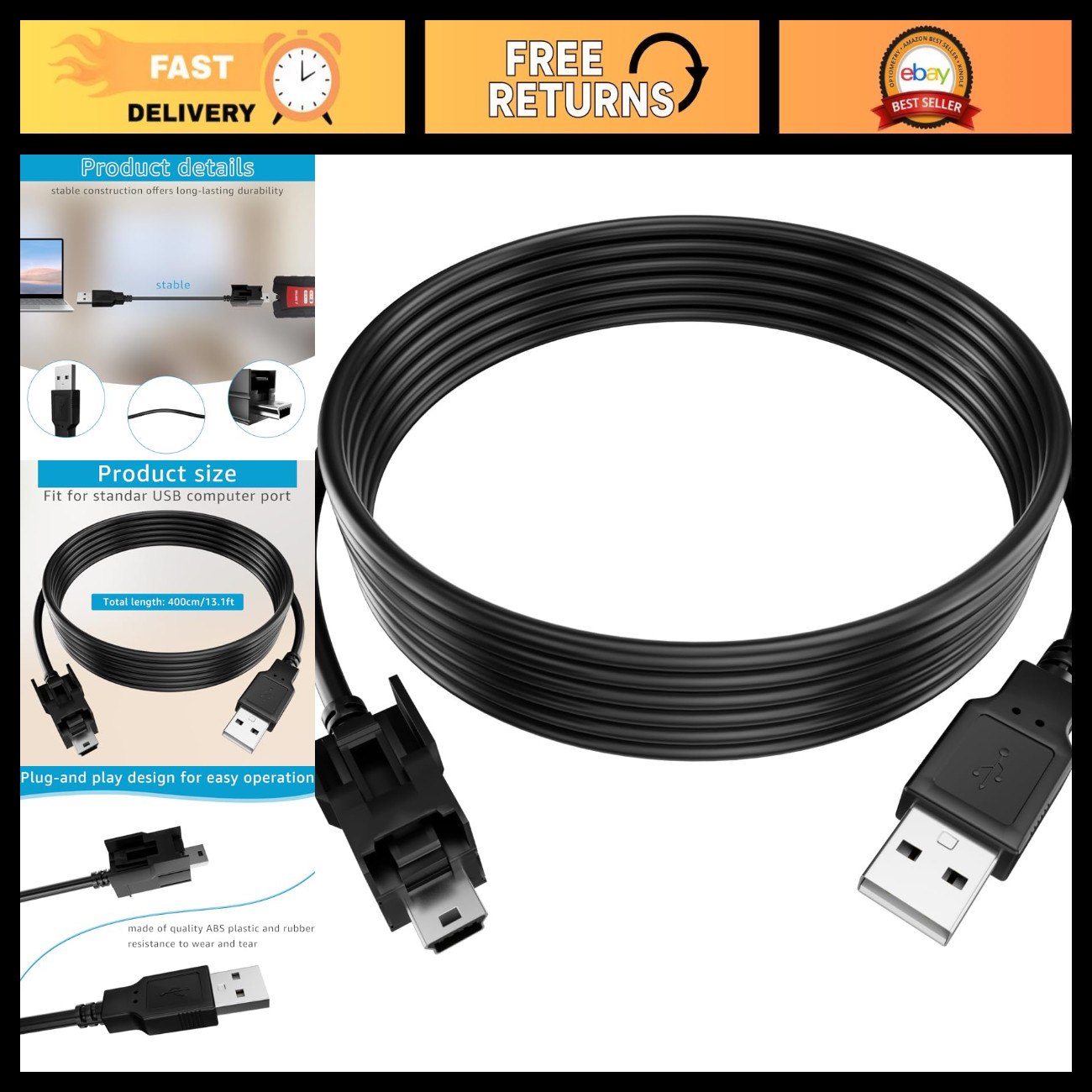 USB Replacement Cable for Nexiq USB Link 2, 404032, Fast Charging & Data Transfe