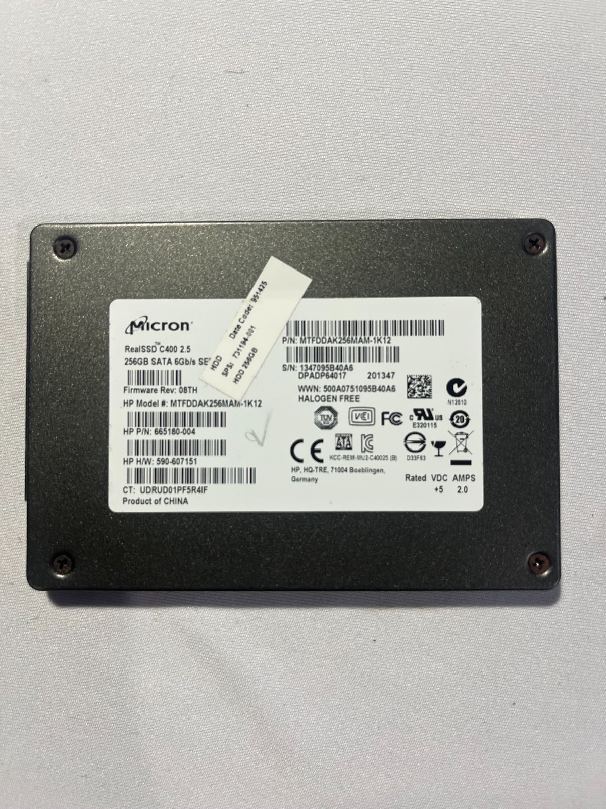Lot of 4 SSD Drives Micron 256, Micron 128, Sandisk 128, OCZ Agility 3