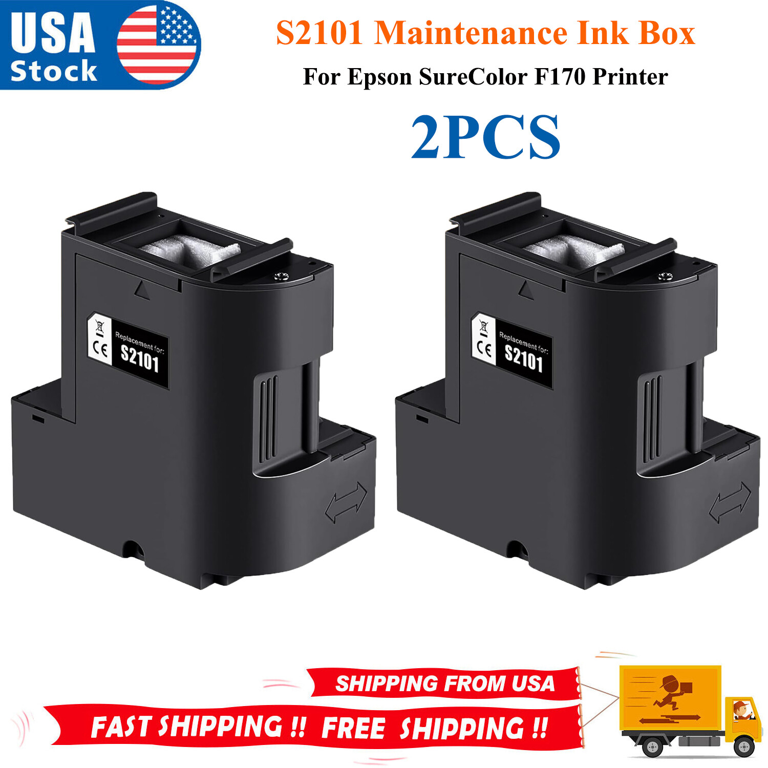 2x S2101 Maintenance Ink Box For Epson SureColor F170 Printer Waste Ink-Tank