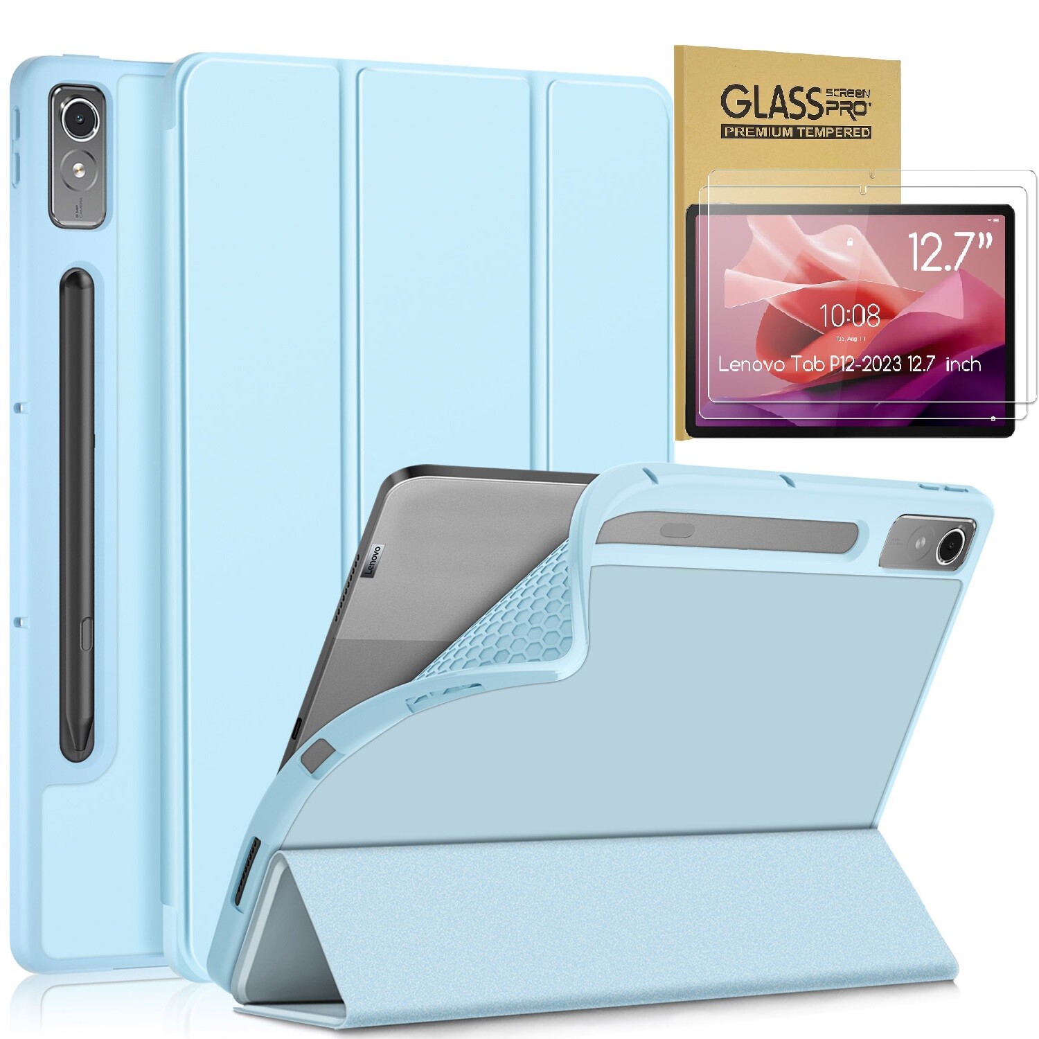 Folio Case for Lenovo Tab P12 Tablet (2024) 12.7 inch Cover with Auto Sleep/Wake