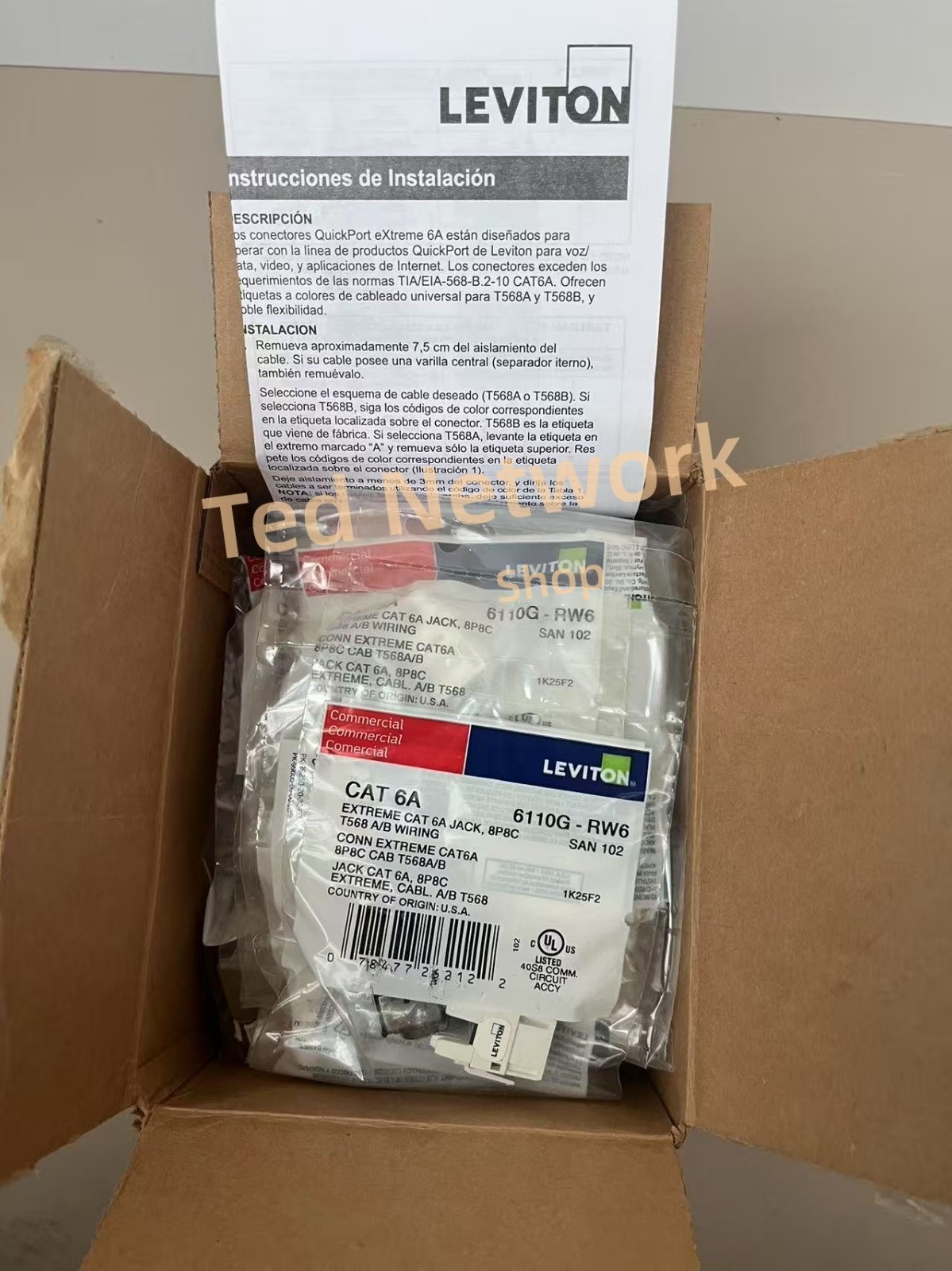 50/Box Leviton 6110G-RW6 CAT6A Network Jack Extreme white 10 Gigabit Keystone